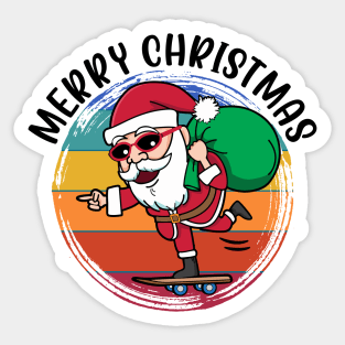 Santa Skateboarder Happy Christmas Merry Christmas Christmas Event Christmas Present Gift for Family for Dad for Mom for Friends for Kids Sticker